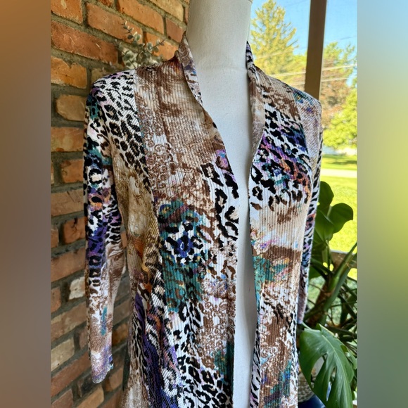 Venus Colorful Animal Print Long Open Cardigan - Picture 2 of 5